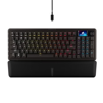 Клавиатура Corsair Vanguard Pro 96 Hall Effect, Corsair MGX V2 суичове, гейминг, Anti-Ghosting, подсветка, LCD екран, черна, USB | JAR Computers Corsair Vanguard Pro 96 Hall Effect CH-91E911G-NA