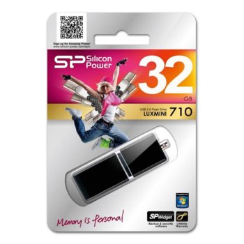 Памет 32GB USB Flash Drive, Silicon Power LuxMini 710, USB 2.0, черна | JAR Computers 32GB USB Flash Silicon Power LuxMini 710 black