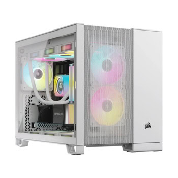 Кутия Corsair 2500D, microATX/Mini-ITX, 1x USB 3.2 Gen 2 Type-C, 2x USB 3.2 Gen 1 Type-A, с прозорец, бяла, без захранване | JAR Computers Corsair 2500D White CC-9011264-WW