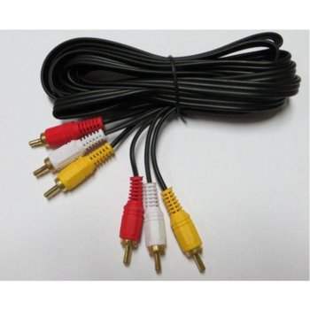 Кабел Royal CABLE-3RCA/300, от 3x RCA(м) към 3x RCA(м), 3m, черен, позлатени конектори | JAR Computers Royal CABLE-3RCA/300 21007203