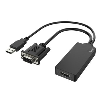 Конвертор HAMA 200342, от VGA/USB(м) към HDMI(ж), черен | JAR Computers Конвертор HAMA 200342