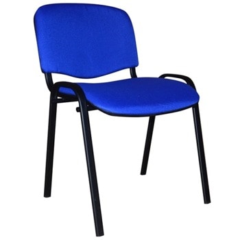 Посетителски стол ISO Black, до 120кг, дамаска, метална база, син image