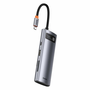 Докинг станция Baseus WKWG020113, от USB C към 1x USB C(PD), 1x USB C, 2x USB A, HDMI 1x SD/MicroSD четец, сива | JAR Computers Baseus WKWG020113