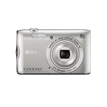 Nikon CoolPix A300 (сребрист) + Case Logic + 8 GB