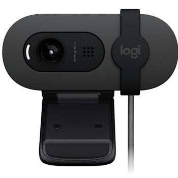 Уеб камера Logitech Brio 105 (960-001592), микрофон, Full HD (1920x1080@30fps), защитен капак, USB, черна | JAR Computers Logitech Brio 105 960-001592