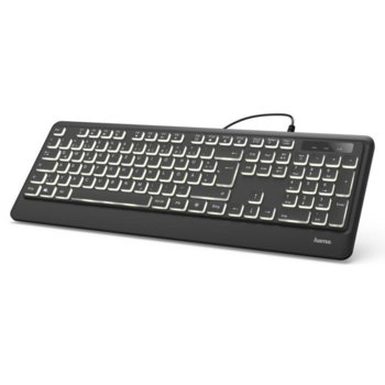 Клавиатура Hama KC-550, нископрофилни клавиши, LED подсветка, черна, USB image