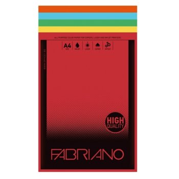 Копирна хартия Fabriano Copy Tinta, A4, 80 g/m2, наситени цветове, 5 цвята, 50 листа | JAR Computers Fabriano Copy Tinta, A4, 80 g/m2, наситени цветове