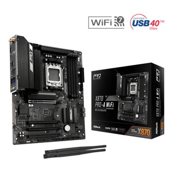 Дънна платка ASRock X870 PRO-A WIFI, X870, AM5, DDR5, PCI-E 5.0, 4x SATA3 6.0 Gb/s, 1x M.2 slots, 2x USB4 Type-C, Wi-Fi 7, Bluetooth, 2.5GbE LAN, ATX | JAR Computers ASROCK X870 PRO-A WIFI /AM5