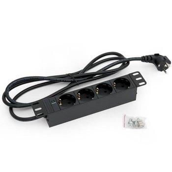 10" mounting 4-way socket panel, 1U, 2м кабел, индикатор, сив | JAR Computers Triton RAB-PD-X91-C1