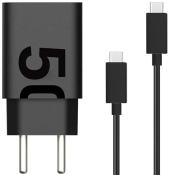 Зарядно устройство Motorola TurboPower (SJMC502), от контакт към 1x USB-A(ж)/1x USB-C(ж), 50W, черно, кабел от USB-C(м) към USB-C(м) | JAR Computers Зарядно устройство Motorola TurboPower 50W SJMC502