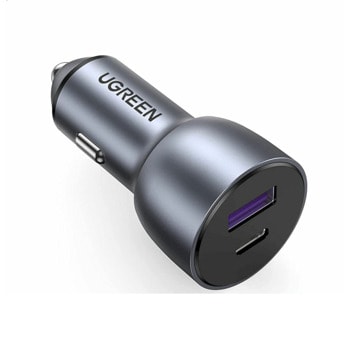Зарядно устройство за кола Ugreen 40858, от автомобилна запалка към 1x USB-A(ж)/1x USB-C(ж), 12V/2.5A, черно, QC 3.0 | JAR Computers Ugreen 40858 от автомобилна запалка към 1x USB A ж
