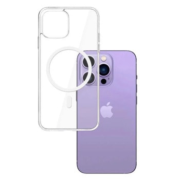 Калъф за Apple iPhone 14 Pro, хибриден (термополиуретан и поликарбонат), 3MK MagCase, удароустойчив, прозрачен | JAR Computers 3MK MagCase for iPhone 14 Pro