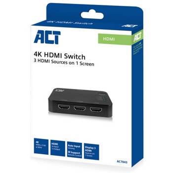 3 портов KVM суич ACT AC7845 4K@60Hz