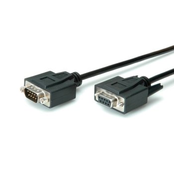 Кабел Roline 11.99.6218, от RS-232 (DB9)(м) към RS-232 (DB9)(ж), 1m, удължителен, черен | JAR Computers ROLINE 11.99.6210