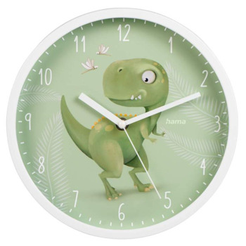 Часовник HAMA Happy Dino (186427), стенен, кварцов, детски, зелен | JAR Computers Часовник HAMA Happy Dino