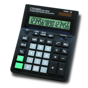 Калкулатор Citizen SDC-664S, автоматично изключване, преобразуване в евро валута, черен image