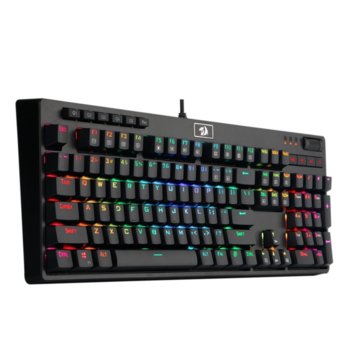 Клавиатура Redragon Manyu K579RGB-BK, 8 механични сини суича, RGB LED подсветка, 12 мултимедийни клавиша, черна, USB image