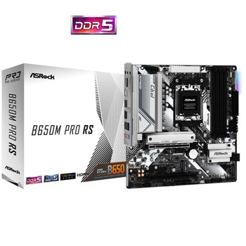 Дънна платка ASRock B650M Pro RS, B650, AM5, DDR5, PCI-E 4.0 (DP/HDMI)(CF), 2x M.2, 4x SATA 6Gb/s, 1x USB 3.2 (Gen2 Type-C), 2.5GbE LAN, Micro ATX | JAR Computers дънна платка asrock b650m pro rs