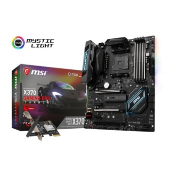 Дънна платка MSI X370 GAMING PRO CARBON AC, X370, AM4, DDR4, PCI-E(DVI,HDMI)(CF&SLI), 6x SATA 6Gb/s, 2x M.2 socket, 10x USB 3.1, 6x USB 2.0, ATX, Mystic Light RGB подсветка | JAR Computers MSI X370 GAMING PRO CARBON AC