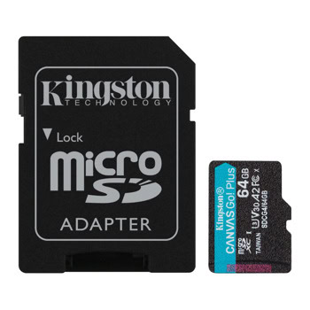 Карта памет 64GB MicroSDXC с адаптер, Kingston Canvas Go! Plus (SDCG4/64GB), UHS-I U3 V30, скорост на четене до 200MB/s | JAR Computers Kingston 64GB Canvas Go! Plus SDCG4/64GB