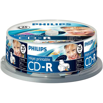 Оптичен носител CD-R 700MB, Philips 00160, 52x, 25бр. | JAR Computers Philips CD-R 52x 700MB 25бр. 00160