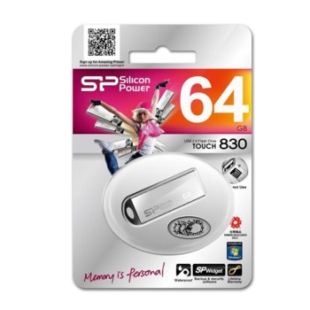 Памет 64GB USB Flash Drive, Silicon Power Touch 830, USB 2.0, сребриста | JAR Computers 64GB SILICON POWER Touch 830 Silver USB 2.0