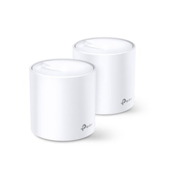 Безжична Wi-fi система TP-Link Deco X20 (2-pack), 1800Mbps, 2.4GHz (574Mbps), 5GHz (1201Mbps), Wireless AX, 1x LAN 10/100/1000bps, 1x WAN 10/100/1000bps, 4 вътрешни антени | JAR Computers TP-Link Deco X20(2-pack)