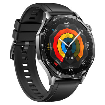 Смарт часовник Huawei Watch GT5 46мм Vili-B19F (Black Fluoroelastomer), 1.43" (3.63cm) AMOLED дисплей, Bluetooth, GPS, оптичен сензор за пулс, до 14 дни време на работа, 5ATM, черна флуороеластомерна каишка | JAR Computers Huawei Watch GT5 Vili-B19F Black Fluoroelastomer