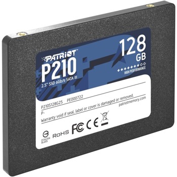 Памет SSD 128GB, Patriot P210, SATA 6Gb/s, 2.5" (6.35 cm), скорост на четене 450MB/s, скорост на запис 430MB/s | JAR Computers Patriot P210S128G25