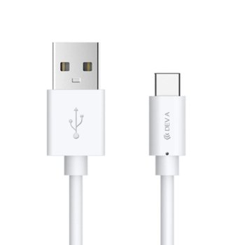 Кабел Devia Kintone 6588, от USB Type А(м) към USB Type C(м), 1m, бял | JAR Computers Devia IT6588 Kintone USB C 1м бял