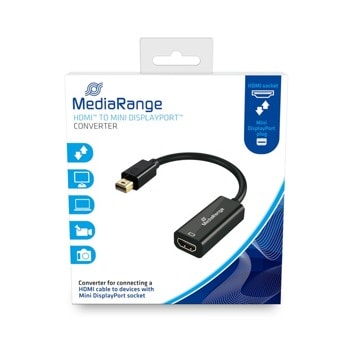 Преходник MediaRang, HDMI (f) - Mini DP (m), 0.15m, черен | JAR Computers MediaRang HDMI (f) - Mini DP (m)