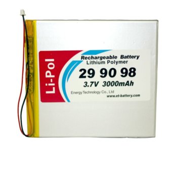 Литиева батерия LP299098-PCM, 3.7V, 3000mAh, Li-polymer, 1бр., PCM защита image