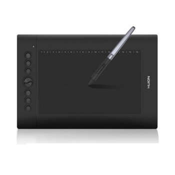 Графичен таблет Huion Inspiroy H610PRO V2 (черен), 254 x 158.8 mm (10 x 6.25 inch), 5080 lpi, 8192 ниво на натиск, писалка image