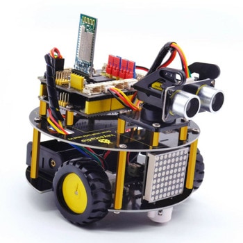 Комплект за роботика Keyestudio Mini Smart Turtle Robot Car for STEM, програмируем, 12W мощност, пасивен зумер с функция за възпроизвеждане на музика, 4 броя WS2812RGB светодиоди и 2 броя RGB светлини, Bluetooth | JAR Computers Keyestudio Mini Smart Turtle Robot Car for STEM