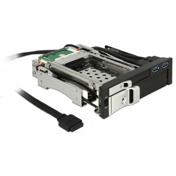 Чекмедже Delock 47209, 5.25" към 3.5"/2.5" HDD, 2x USB 3.0, SATA III 6 Gb/s, черно | JAR Computers Delock 47209