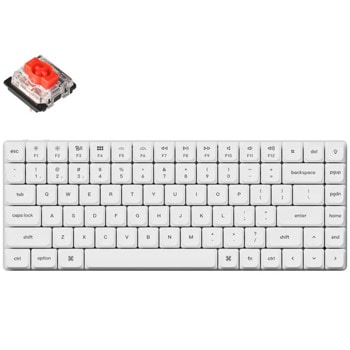 Клавиатура Keychron K3 White Pro QMK/VIA (K3P-O1), механична, Gateron Low Profile Red суичове, безжична, гейминг, бяла подсветка, бяла, USB, Bluetooth | JAR Computers Keychron K3 Pro White QMK/VIA K3P-O1