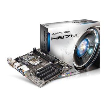 Дънна платка ASRock H87M, H87, LGA1150, DDR3, PCI-E (HDMI&DVI&VGA)(CF), 6x SATA 6Gb/s, 4x USB 3.0, micro ATX | JAR Computers ASRock H87M
