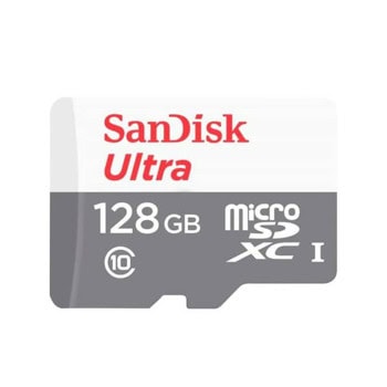 Карта памет 128GB MicroSDXC, SanDisk Ultra (SDSQUNR-128G-GN3MN), Class 10, UHS-I, microSDXC UHS-I, скорост на четене до 100MB/s | JAR Computers Карта памет SANDISK Ultra 128GB