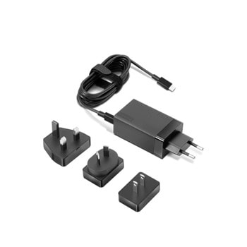 Зарядно устройство Lenovo 65W USB-C AC Travel Adapter, от контакт към към 1x USB Type C (ж), черно | JAR Computers Lenovo 65W USB-C AC Travel Adapter