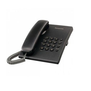 Стационарен телефон Panasonic KX-TS500, бутон за повторно набиране, черен | JAR Computers Panasonic KX-TS500