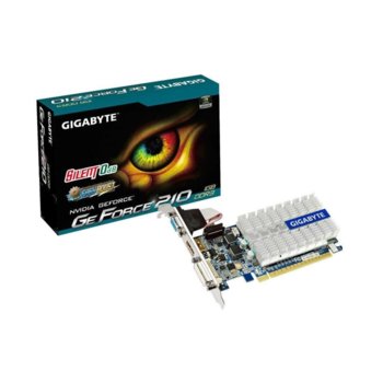 Видео карта GF 210, 1GB Gigabyte N210SL-1GI, безвентилаторно охлаждане, PCI-E, DDR3, 64bit, HDMI & DVI | JAR Computers GF 210