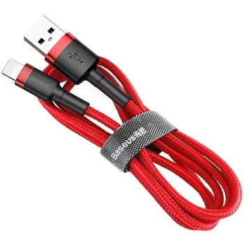 Кабел Baseus Cafule USB Lightning Cable (CALKLF-C09), от USB A(м) към Lightning(м), 2m, 7.5W, червен | JAR Computers Baseus Cafule USB Lightning Cable CALKLF-C09