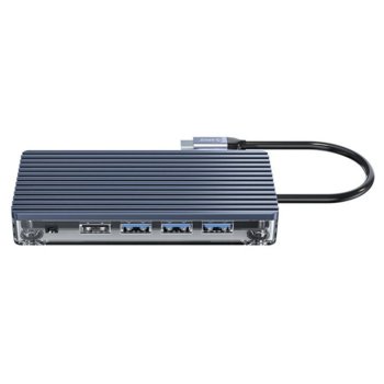 Докинг станция Orico WB-11P-GY 1x USB Type C (м), VGA, HDMI, 2x USB 3.0 Type A, RJ-45, USB Type C, SD Card Reader, AUX, 0.15m, бяла image