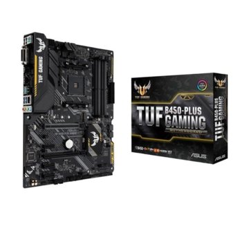 Дънна платка Asus TUF B450-PLUS GAMING, B450, AM4, DDR4, PCI-E (DVI-D & HDMI), 6x SATA 6Gb/s, 1x M.2 slots, 2x USB 3.1 Gen 2, ATX | JAR Computers Asus TUF B450-PLUS GAMING
