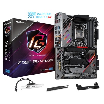 Дънна платка ASRock Z590 PG Velocita, Z590, LGA1200, DDR4, PCI-E 4.0 (DP/HDMI)(CFX), 6x SATA 6Gb/s, 3x M.2, 1x USB 3.2 Gen 2 Type-C, Wi-Fi, Bluetooth, ATX | JAR Computers ASRock Z590 PG Velocita