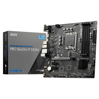 Дънна платка MSI PRO B660M-P DDR4, B660, LGA1700, DDR4, PCI-E 4.0 (VGA&DP&HDMI), 4x SATA 6Gb/s, 1x M.2 slot, 1x USB 3.2 Gen 2 Type-C, Micro-ATX | JAR Computers MSI Pro B660M-P DDR4 LGA1700