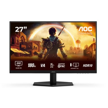 Монитор AOC Q27G42XNE, 27" (68.58cm) VA панел, 180Hz, QHD, 0.5ms, 300cd/m2, DisplayPort, HDMI | JAR Computers AOC Q27G42XNE