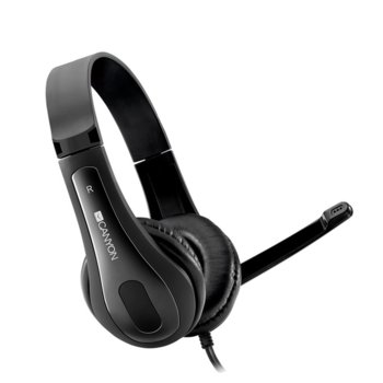 Слушалки Canyon HSC-1 (Нарушена опаковка), микрофон, контрол на звука, 30Hz - 16kHz, 3,5mm жак, черни | JAR Computers Canyon HSC-1 Black CNS-CHSC1B Нарушена опаковка