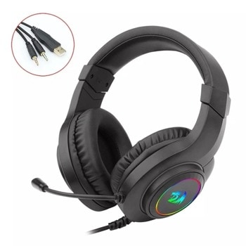 Слушалки Redragon Hylas H260RGB-BK, микрофон, гейминг, AUX, 50mm драйвери, RGB подсветка, черни | JAR Computers Redragon H260RGB-BK
