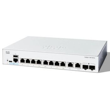 Суич Cisco Catalyst 1300 C1300-8T-E-2G, 1000Mbps, 10 порта, 8x 10/100/1000Mbps RJ-45, 2x 10/100/1000Mbps SFP | JAR Computers Cisco Catalyst 1300 C1300-8T-E-2G